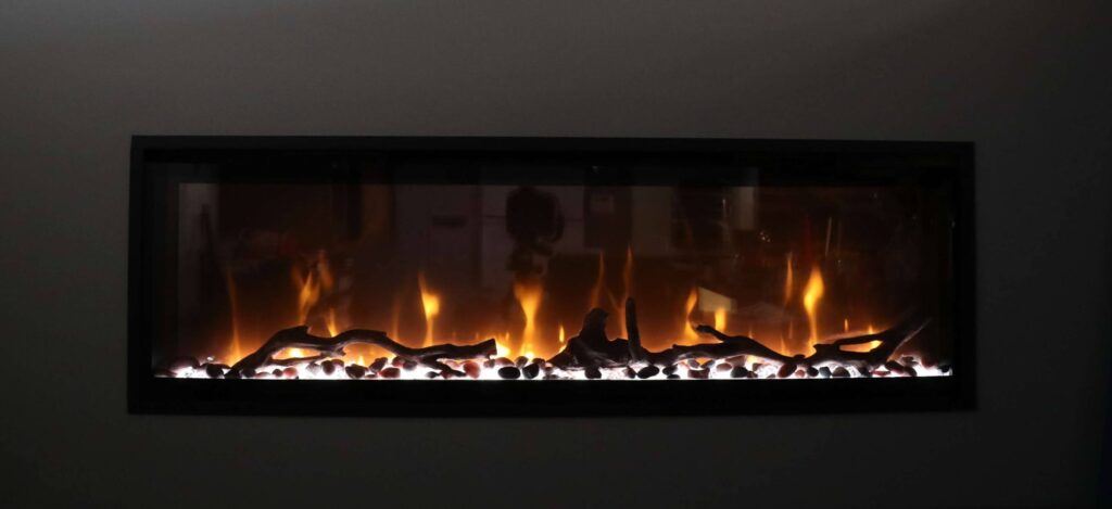 Electric fireplace with twigs