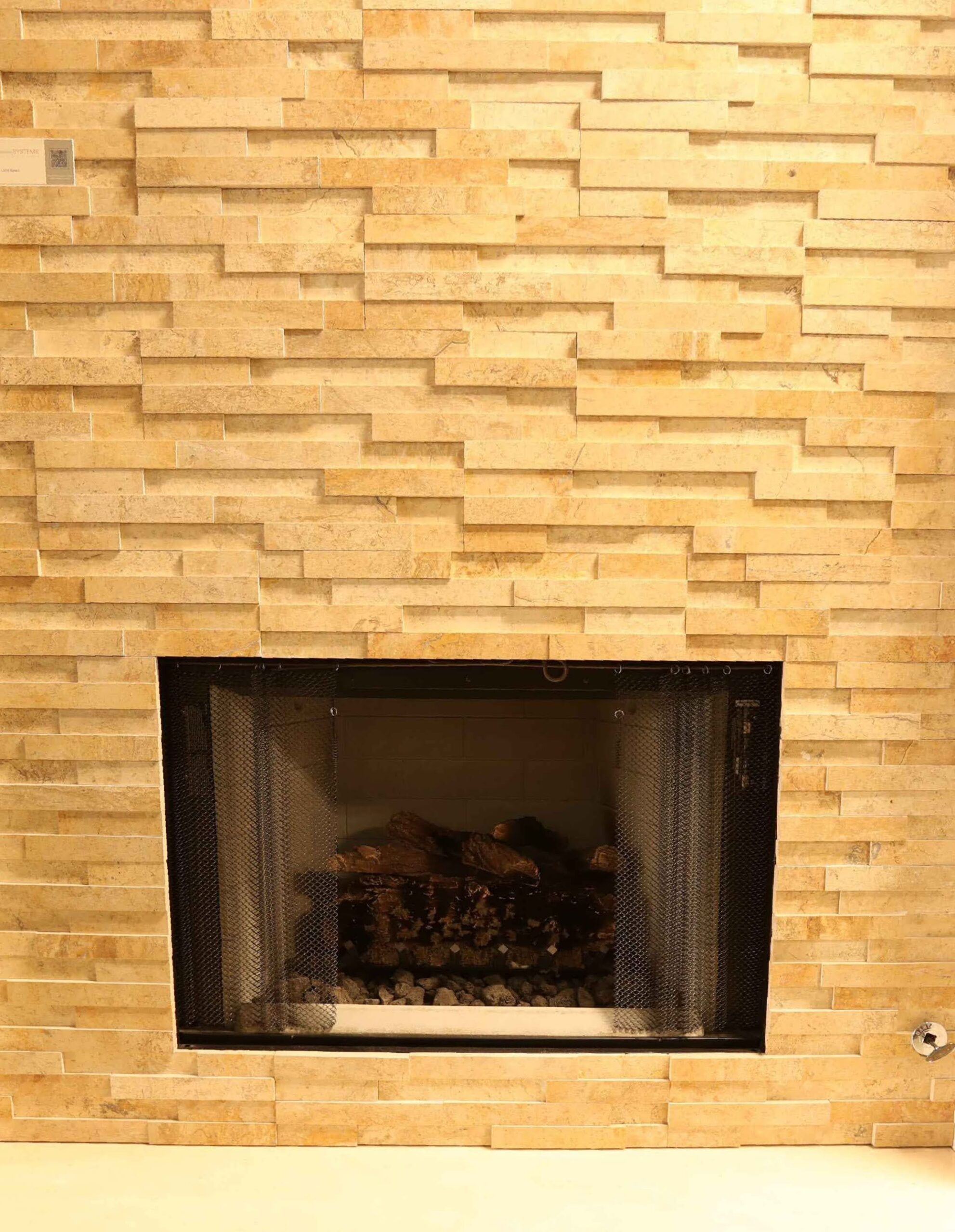 A fully vented fireplace turned off